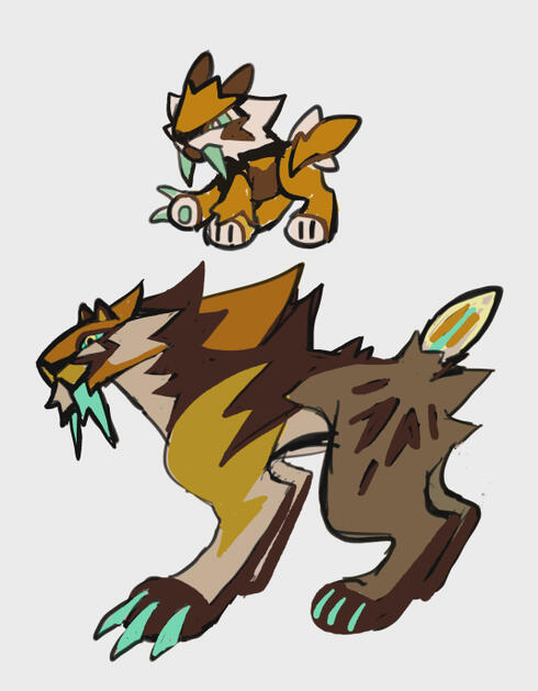 Rock/Electric, one of the fossil mon, based on California's state fossil (a sabertooth)