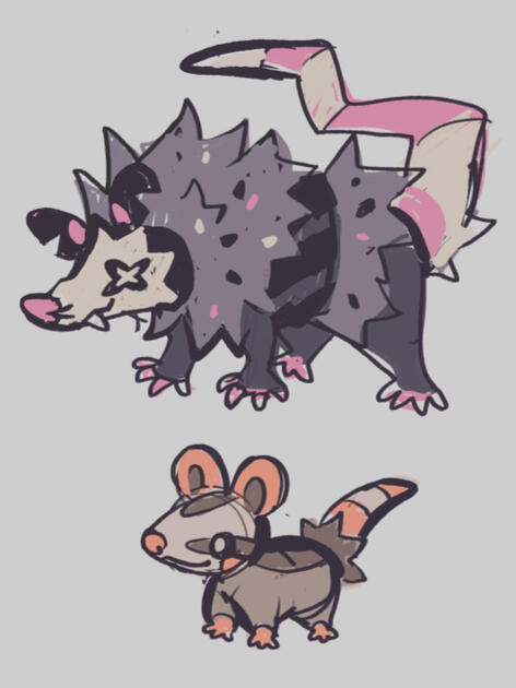 Normal/Ghost (prevo is just Normal), based on roadkill and opossums.