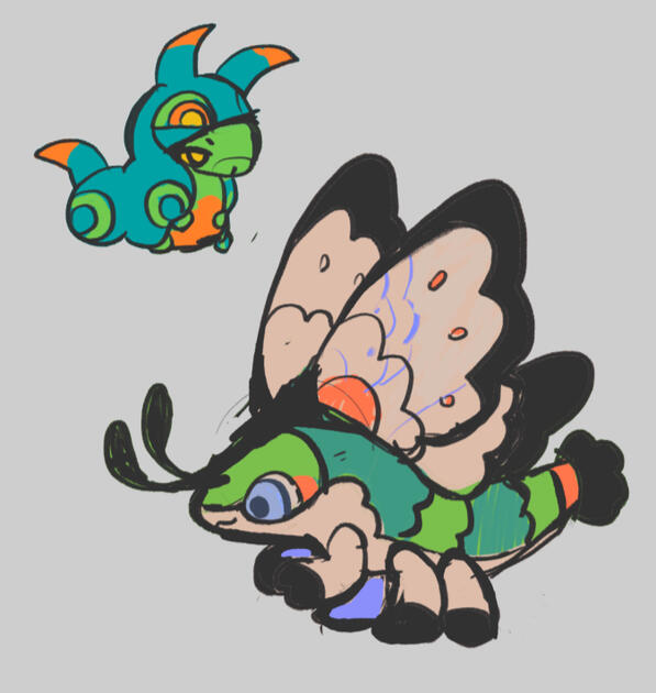 Bug/Fairy. Early-ish route bug, based on hawk moths. Fairy because tricky garden pest.