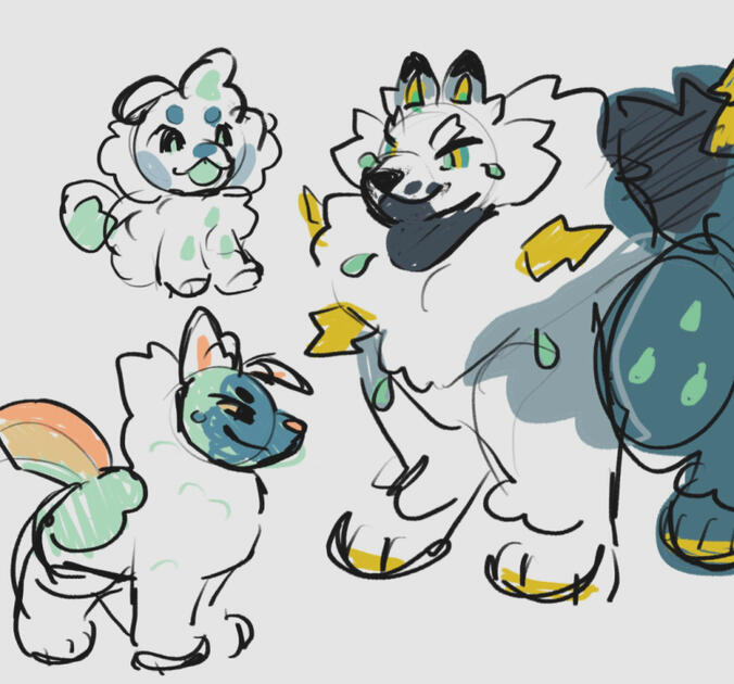 Water/Electric. Water starter based on Samoyeds and Storms
